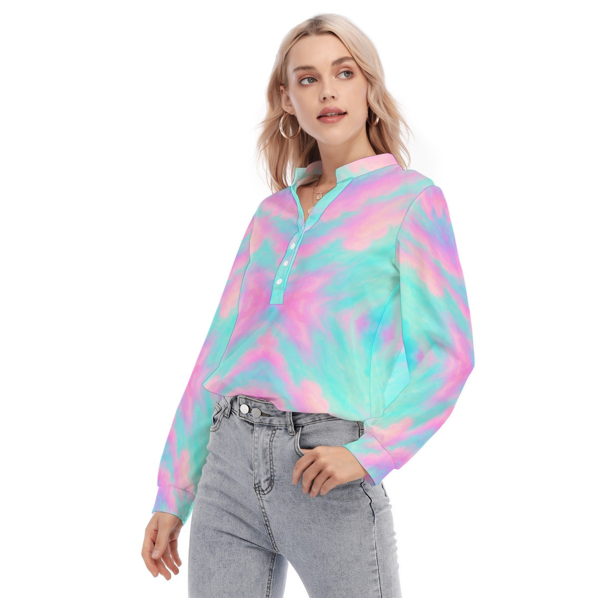 Women's Long Sleeve Blouse With Button Closure