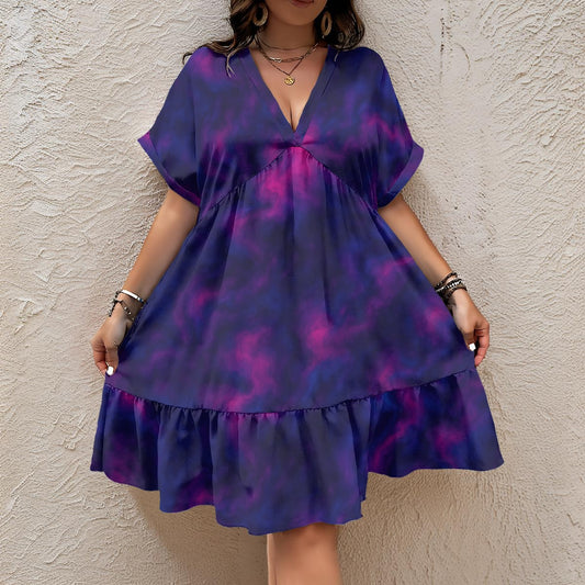 Unisex Women’s Floral V-Neck Short Sleeve Dress