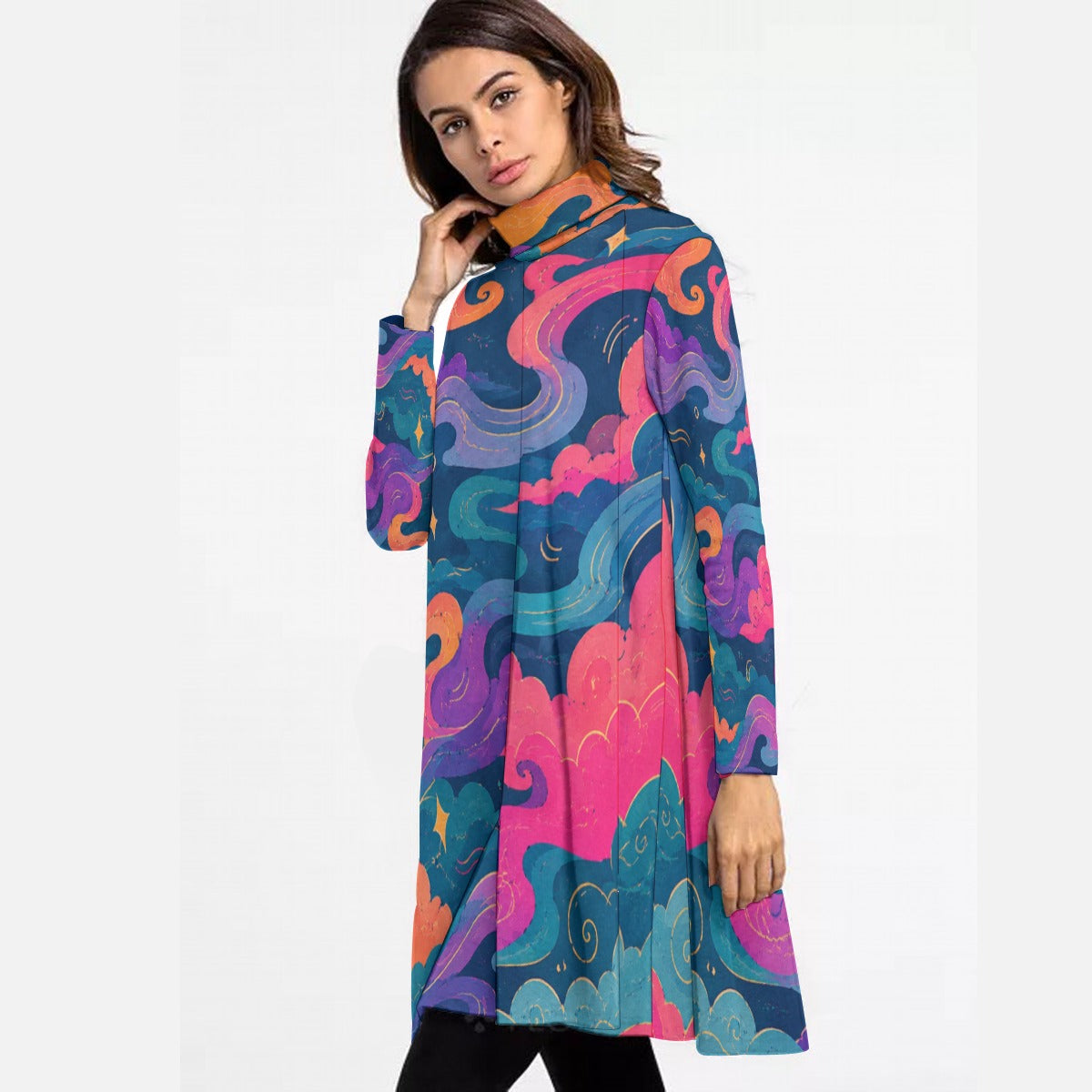 Women's High Neck Dress With Long Sleeve by O’Nimbus – view 3