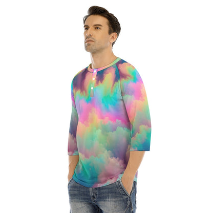 Men's Bracelet Sleeve T-shirt With Button Closure - view 3