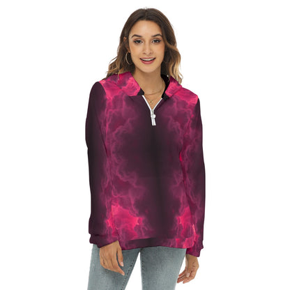 Women's Borg Fleece Hoodie With Half Zip