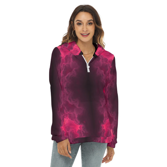 Women's Borg Fleece Hoodie With Half Zip