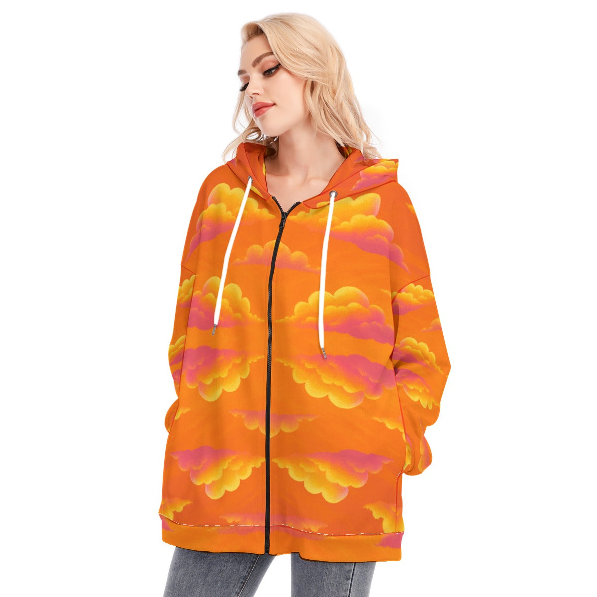 Women's Long Hoodie With Zipper Closure