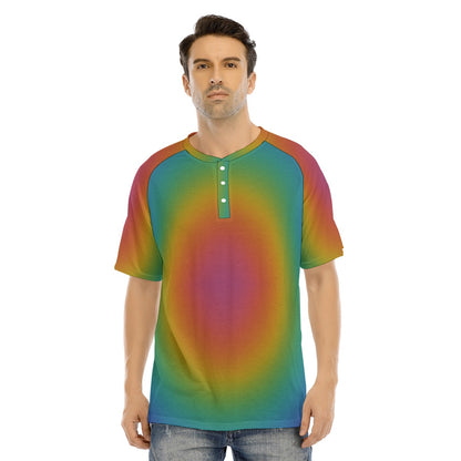 Men's Raglan Sleeve T-shirt With Button Closure