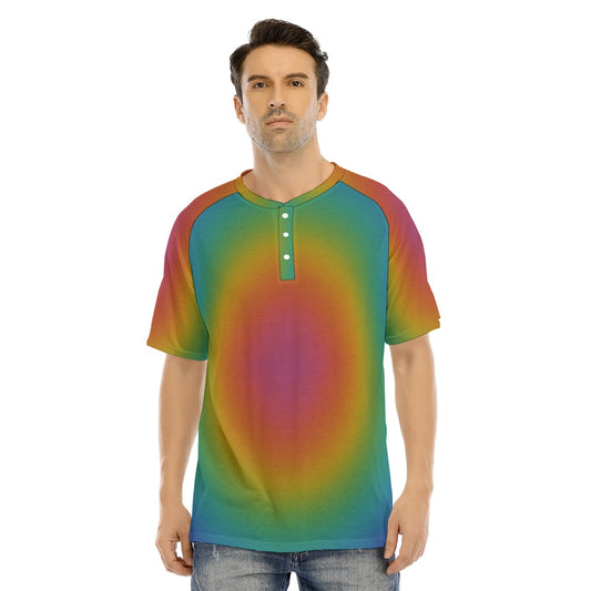 Men's Raglan Sleeve T-shirt With Button Closure