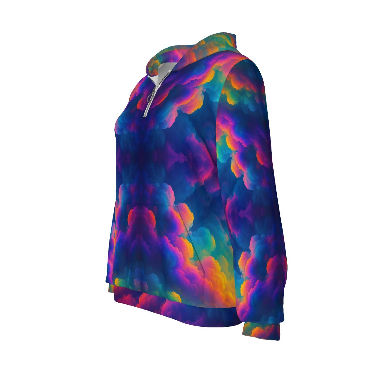 Women's Borg Fleece Hoodie With Half Zip