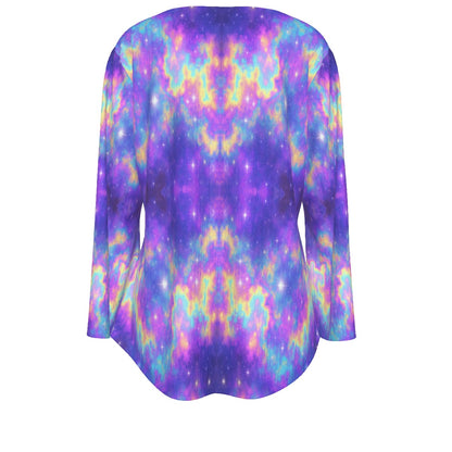 Women's V-neck T-shirt With Irregular Hem