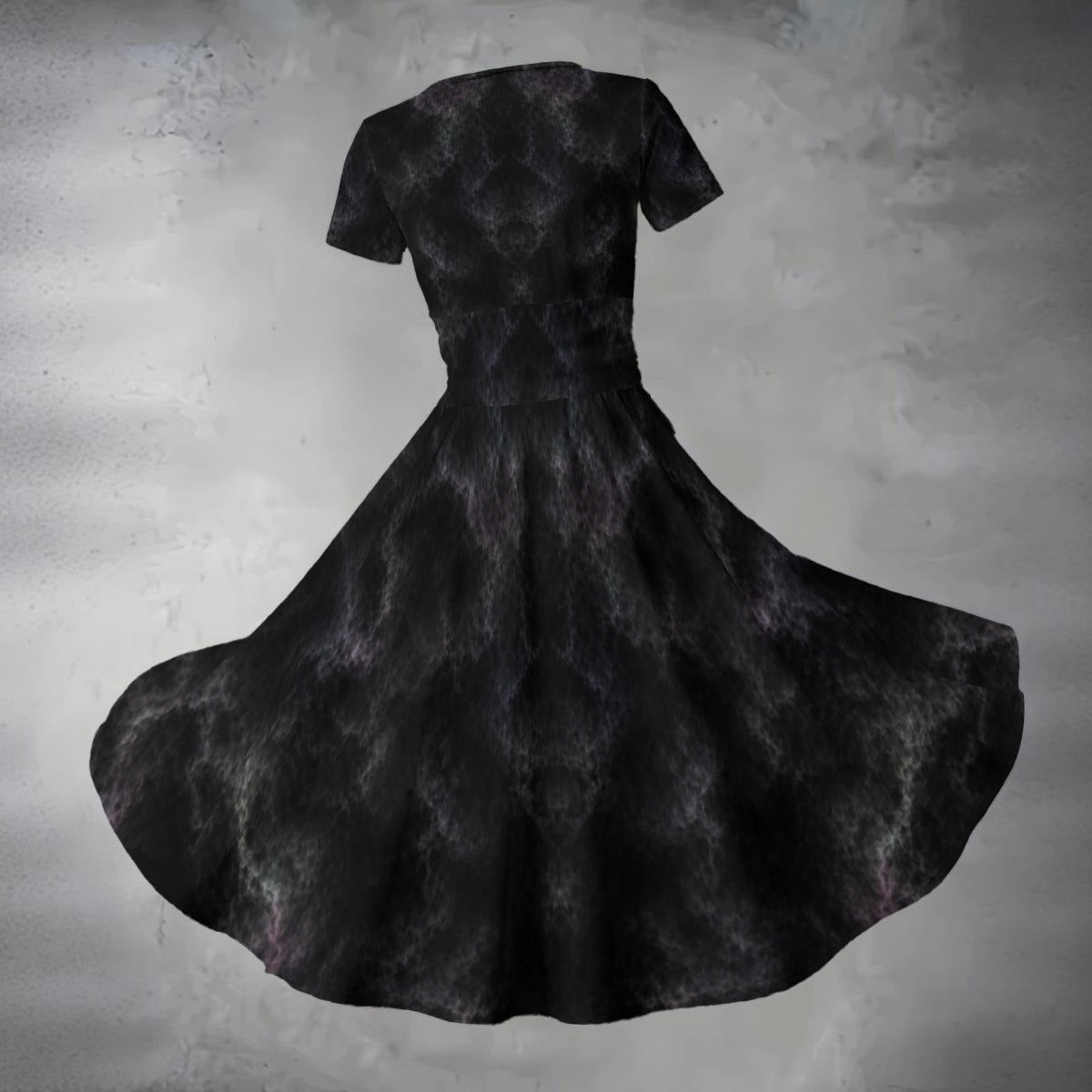 All-over Print Women's Short Sleeve V Neck Midi Dress