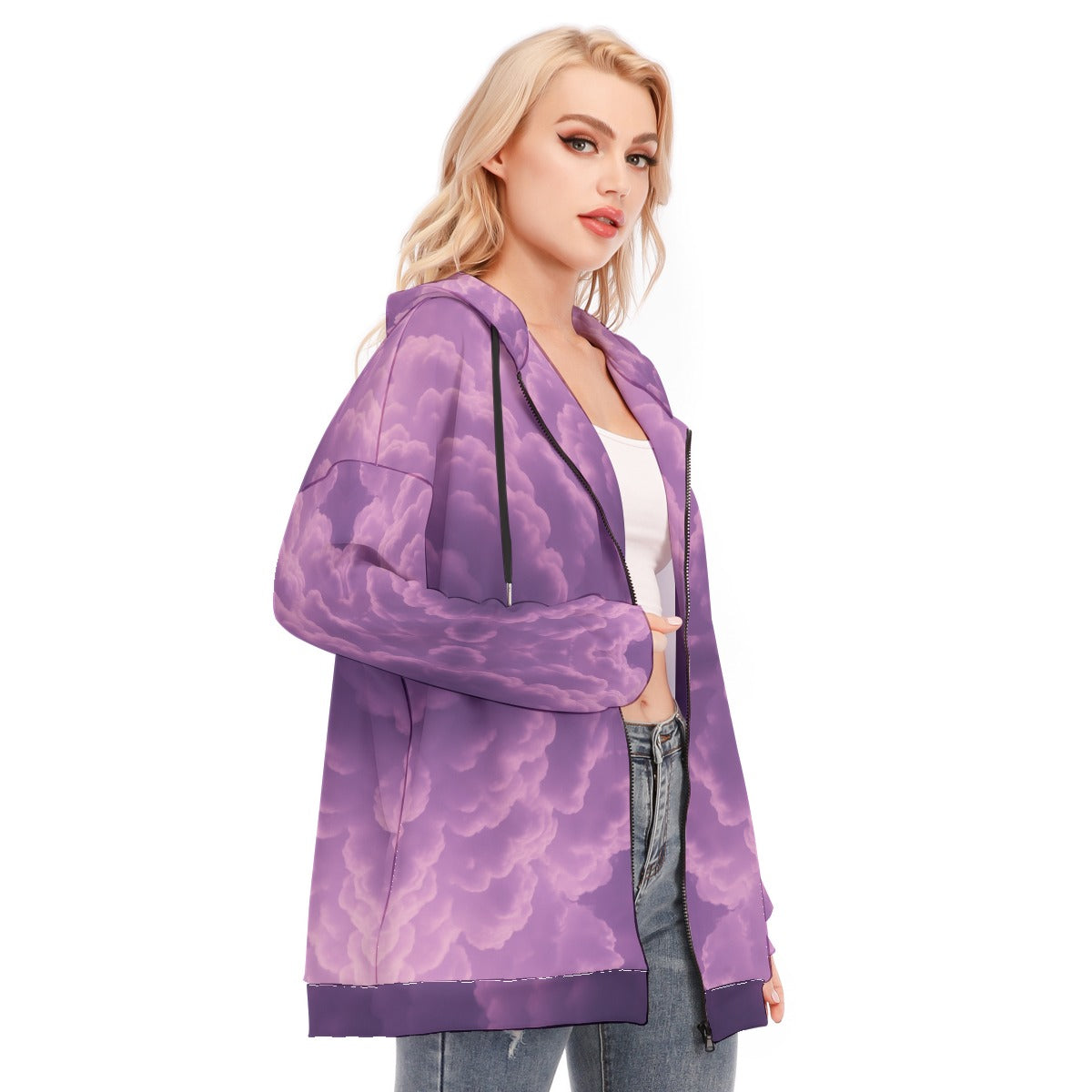 Women's Long Hoodie With Zipper Closure