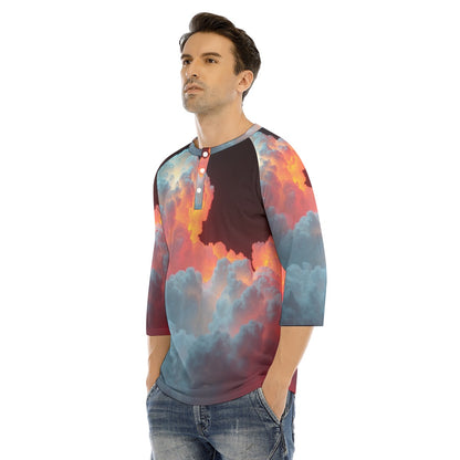 Men's Bracelet Sleeve T-shirt With Button Closure - view 3