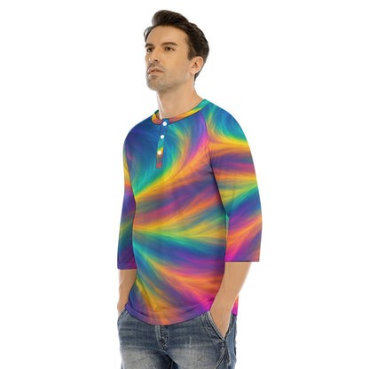 Men's Bracelet Sleeve T-shirt With Button Closure - view 3