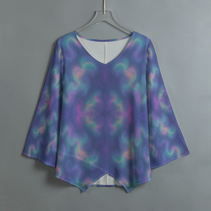 Women's V-neck T-shirt With Irregular Hem