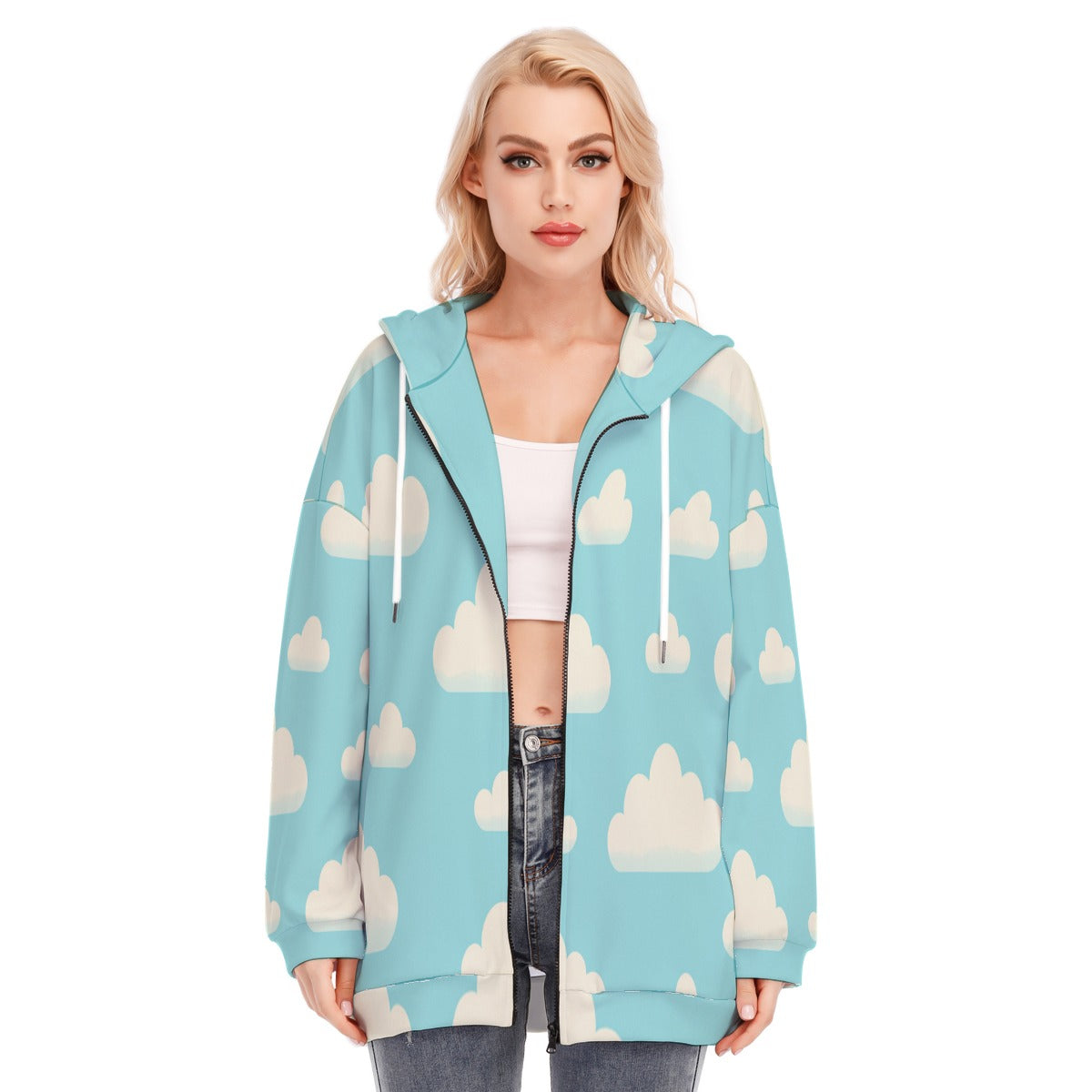 Women's Long Hoodie With Zipper Closure