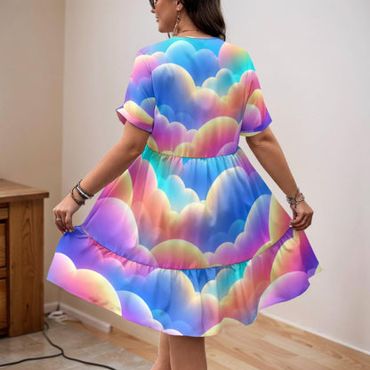 Women’s Floral V-Neck Short Sleeve Dress