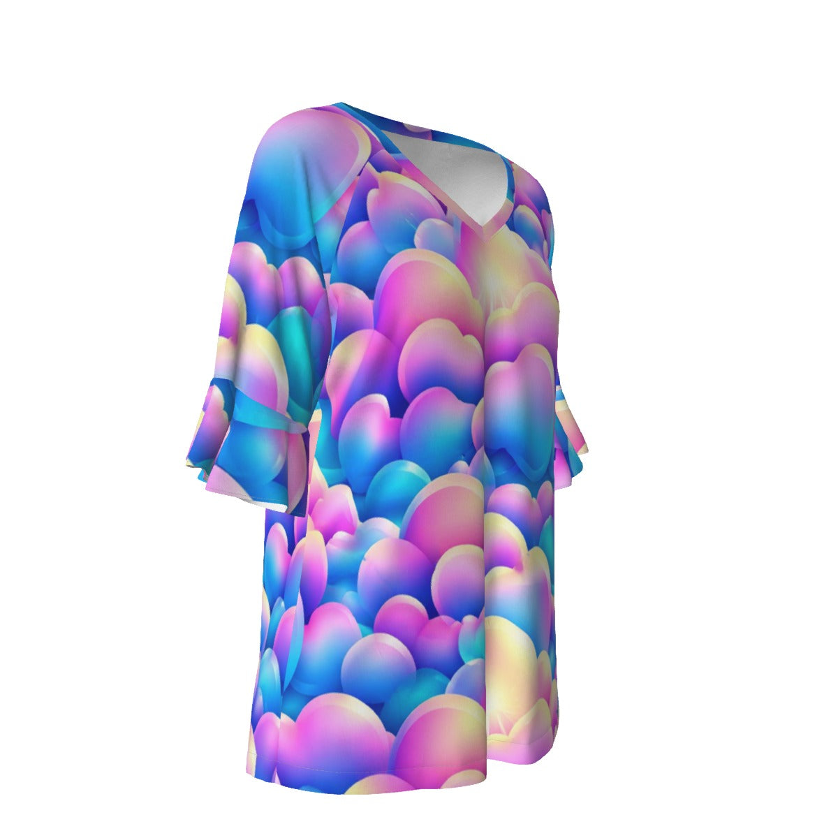 V-neck Women's T-shirt With Bell Sleeve