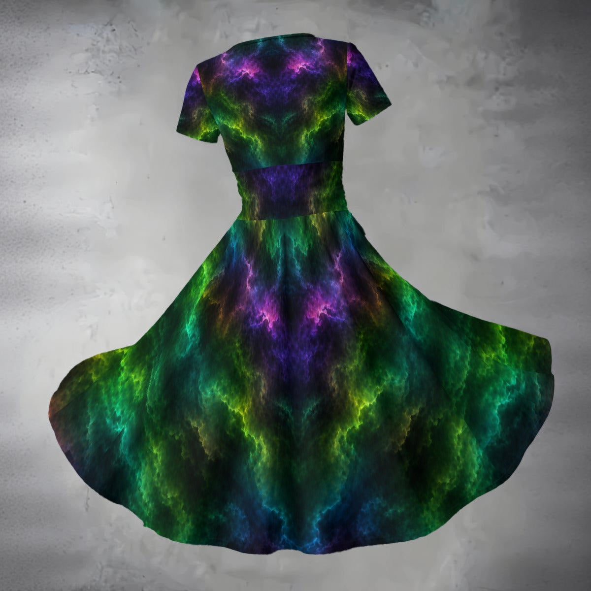 All-over Print Women's Short Sleeve V Neck Midi Dress