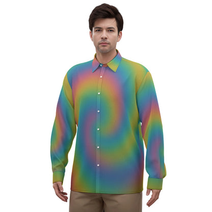 Men's Imitation Silk Long-Sleeved Shirt