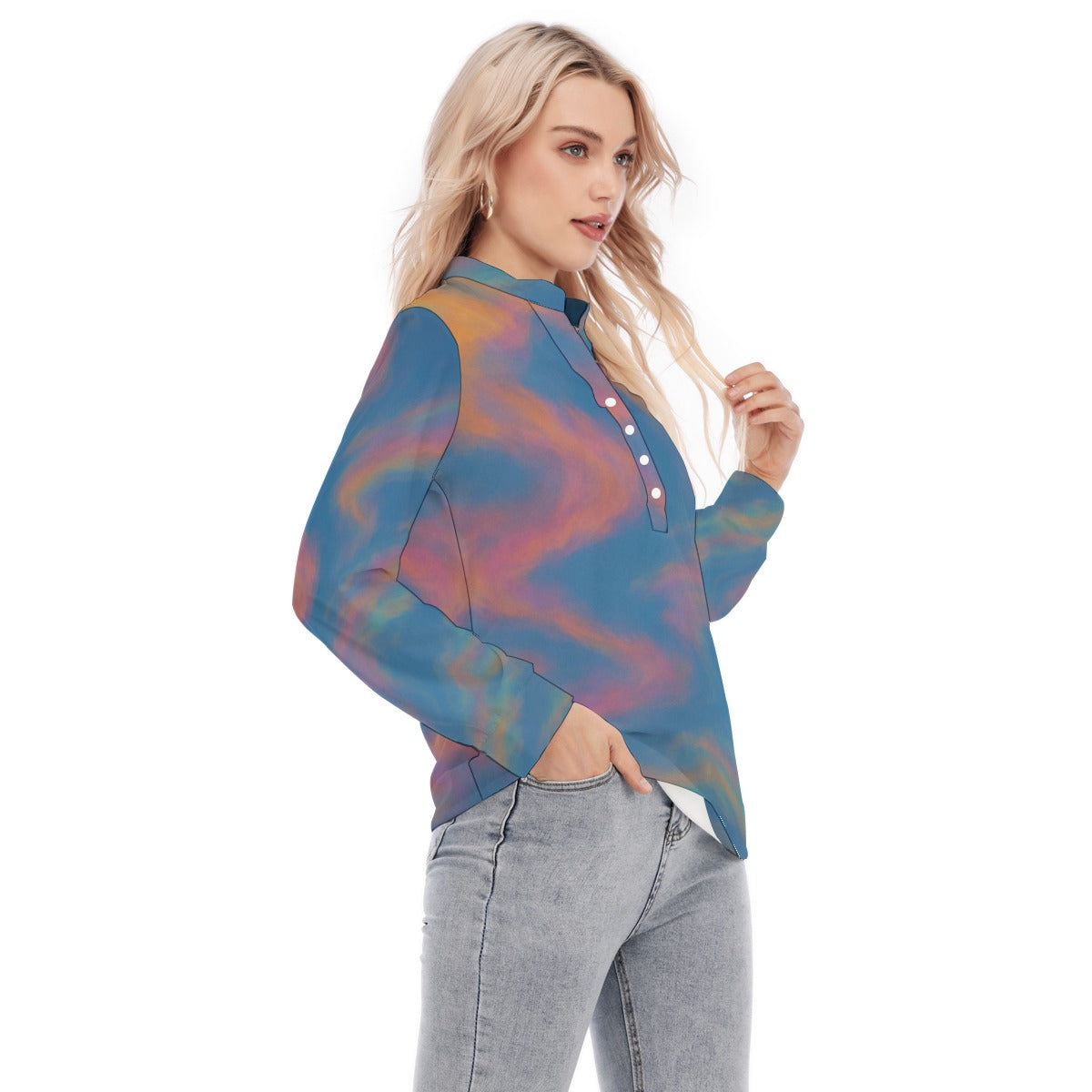 Women's Long Sleeve Blouse With Button Closure