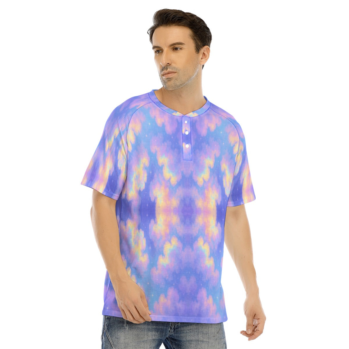 Men's Raglan Sleeve T-shirt With Button Closure