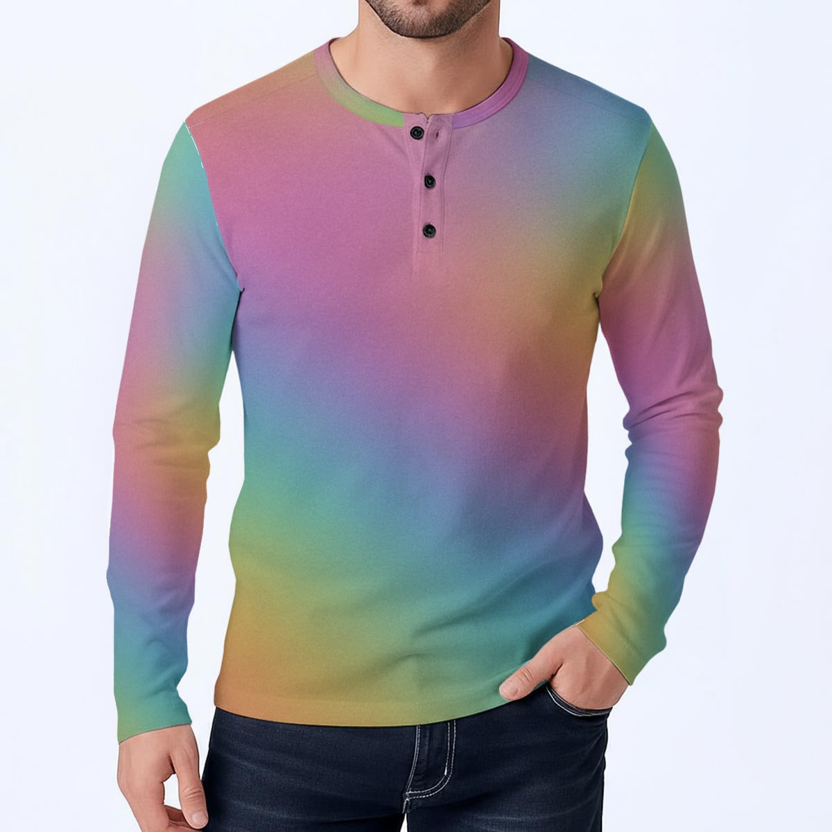 Men's Classic Long-Sleeve Henley Shirt