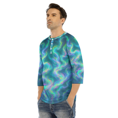 Men's Bracelet Sleeve T-shirt With Button Closure - view 3
