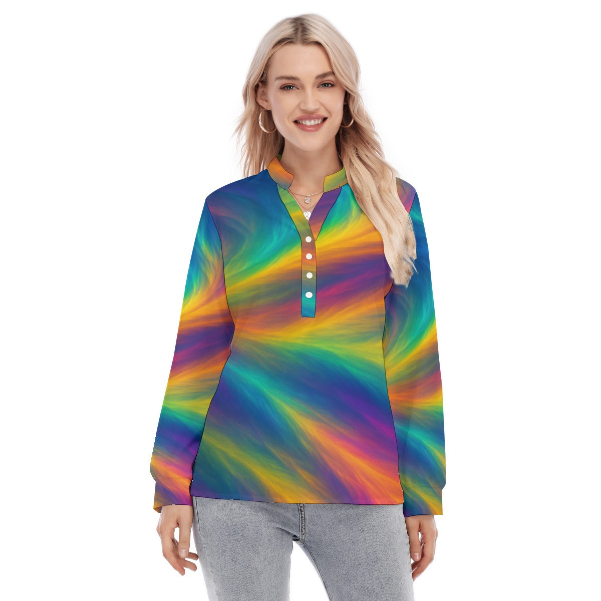 Women's Long Sleeve Blouse With Button Closure