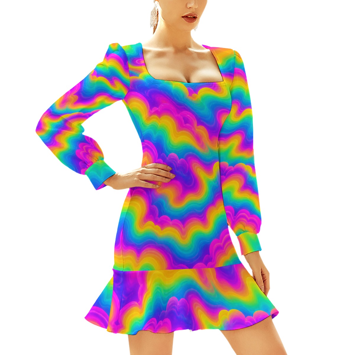 Women's Ruffle Hem Skinny Dress