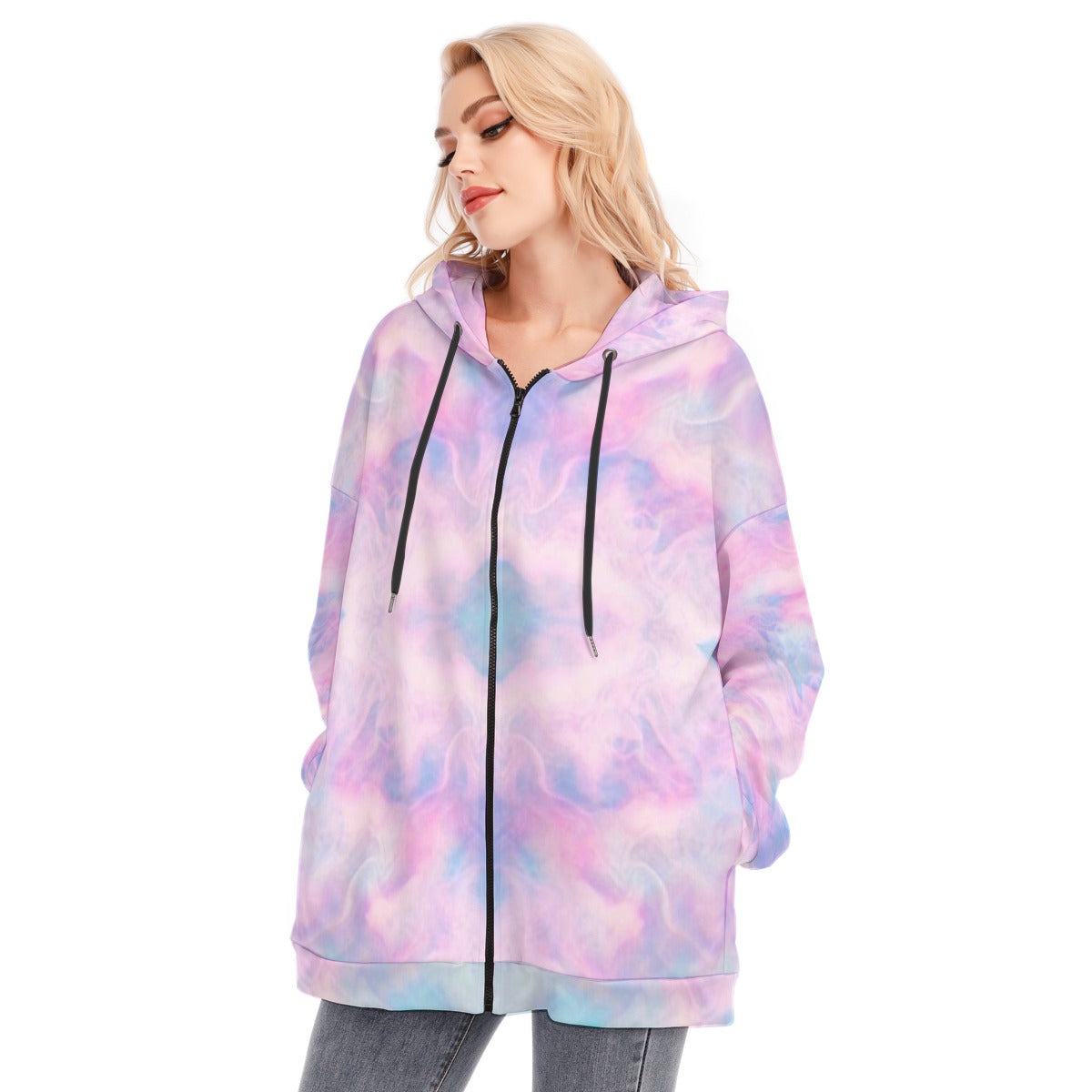 Women's Long Hoodie With Zipper Closure
