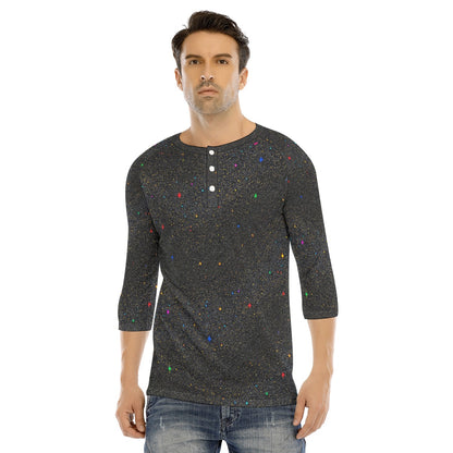 Men's Bracelet Sleeve T-shirt With Button Closure - view 1