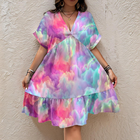Women’s Floral V-Neck Short Sleeve Dress