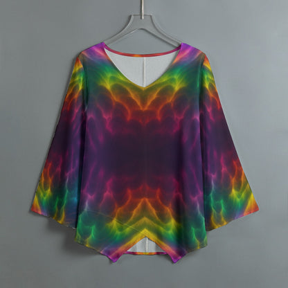 Women's V-neck T-shirt With Irregular Hem