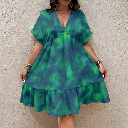 Unisex Women’s Floral V-Neck Short Sleeve Dress