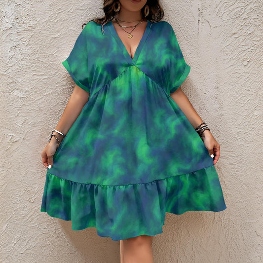 Unisex Women’s Floral V-Neck Short Sleeve Dress