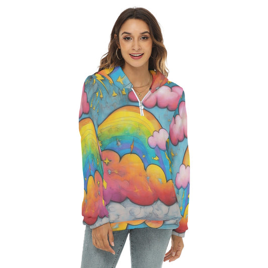 Women's Borg Fleece Hoodie With Half Zip