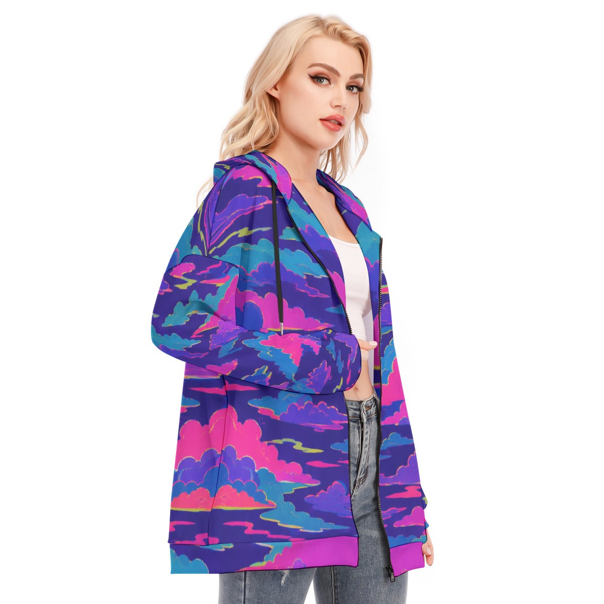 Women's Long Hoodie With Zipper Closure