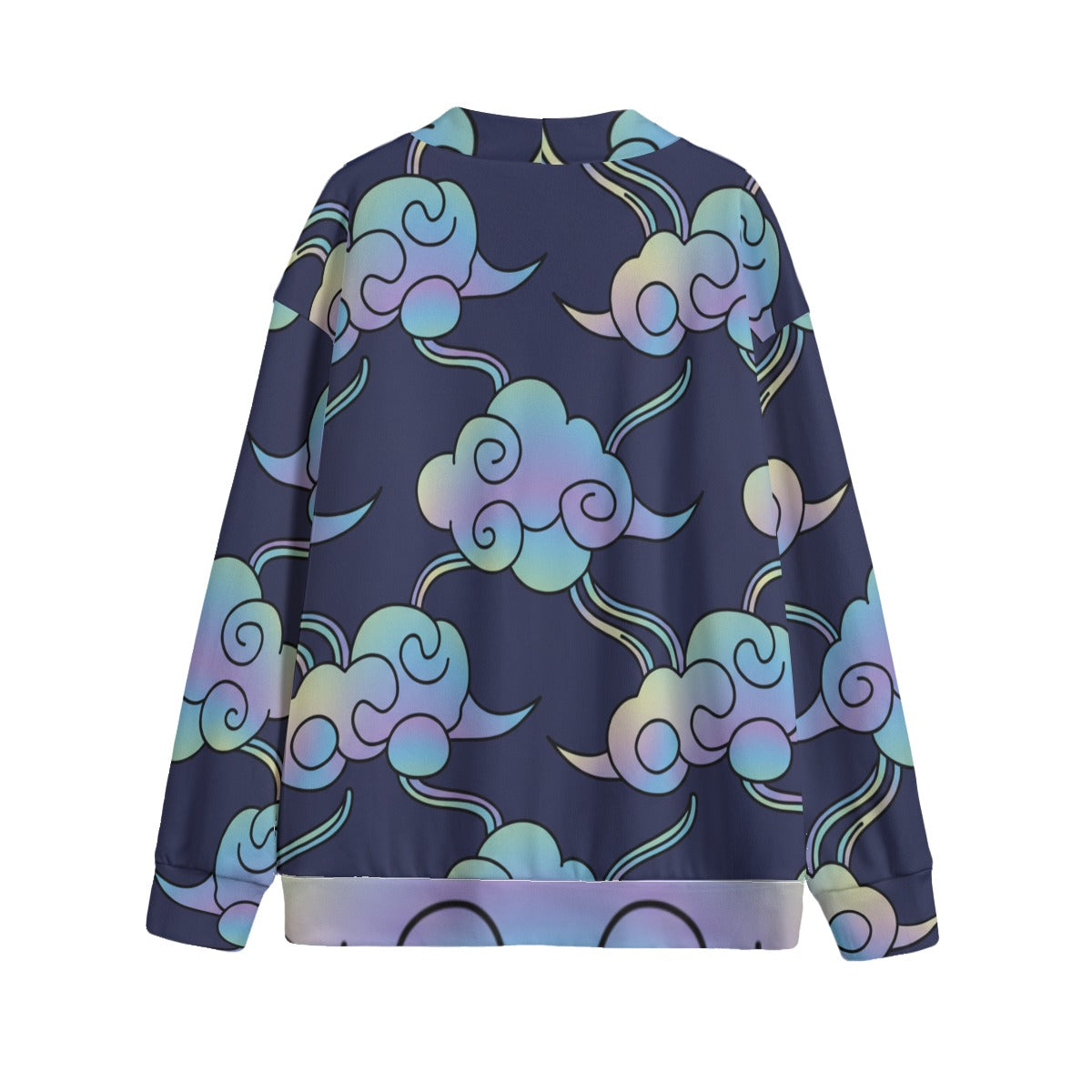 Unisex V-neck Knitted Fleece Cardigan With Button Closure