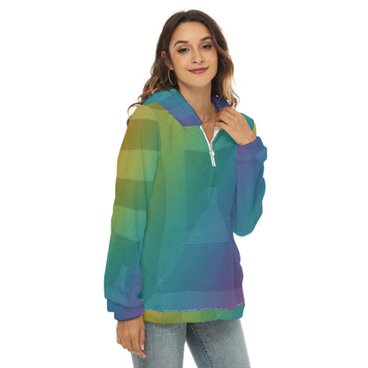 Women's Borg Fleece Hoodie With Half Zip