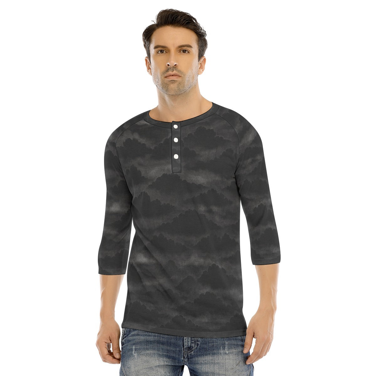 Men's Bracelet Sleeve T-shirt With Button Closure - view 1