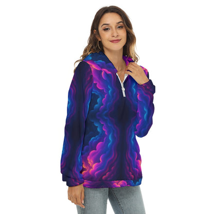 Women's Borg Fleece Hoodie With Half Zip