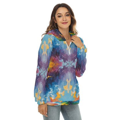 Women's Borg Fleece Hoodie With Half Zip