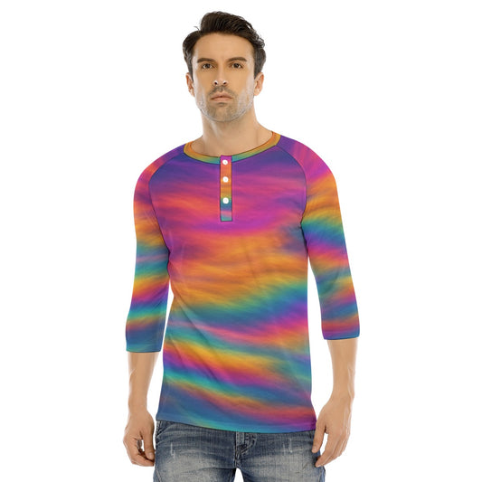 Men's Bracelet Sleeve T-shirt With Button Closure - view 1