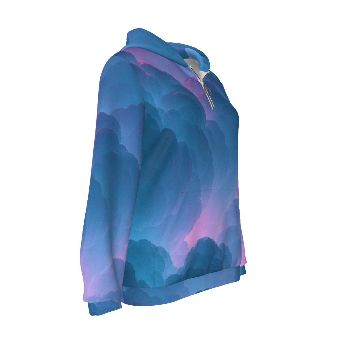 Women's Borg Fleece Hoodie With Half Zip