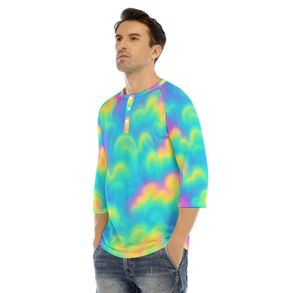 Men's Bracelet Sleeve T-shirt With Button Closure