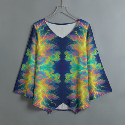 Women's V-neck T-shirt With Irregular Hem