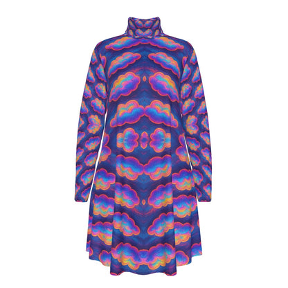 Women's High Neck Dress With Long Sleeve