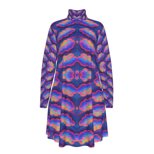 Women's High Neck Dress With Long Sleeve