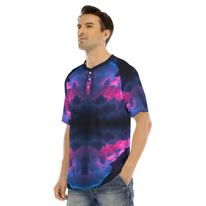 Men's Raglan Sleeve T-shirt With Button Closure