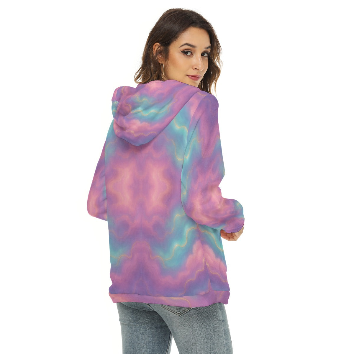 Women's Borg Fleece Hoodie With Half Zip