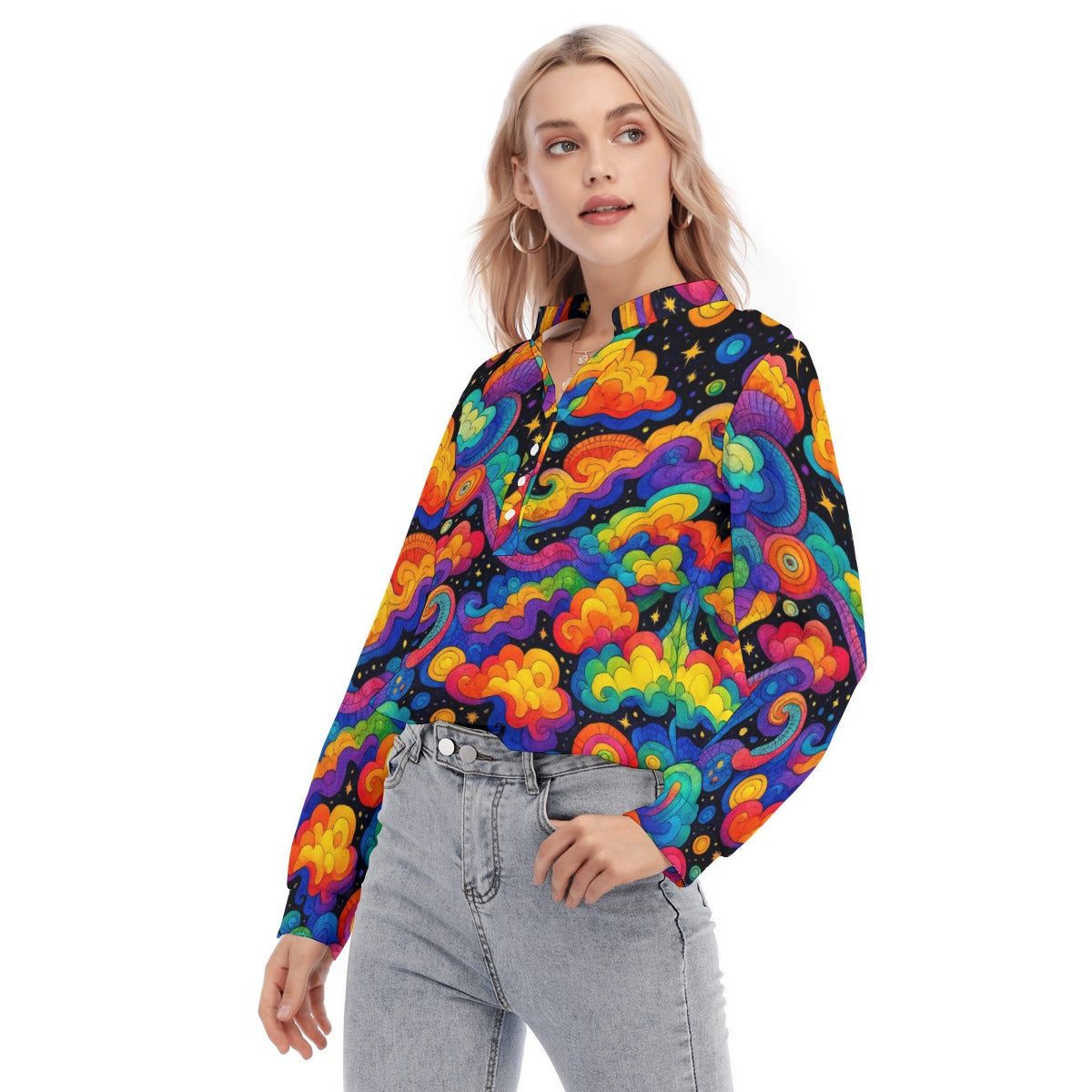 Women's Long Sleeve Blouse With Button Closure