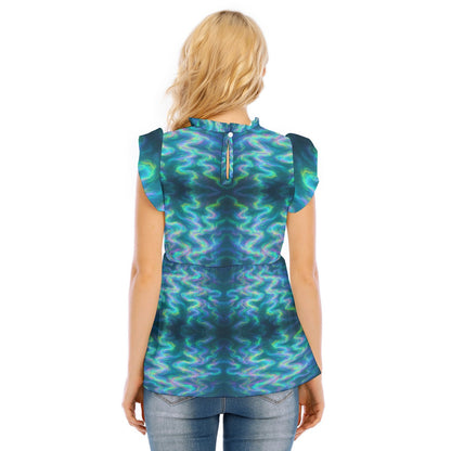 Women's Blouse With Lotus Leaf Lace